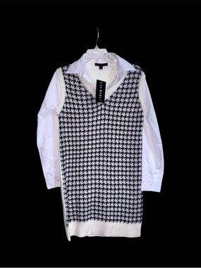 Say What? Houndstooth Sweater Dress Shirt Dress